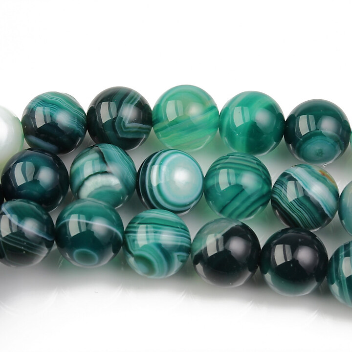 Agate striped sfere 8mm - verde inchis