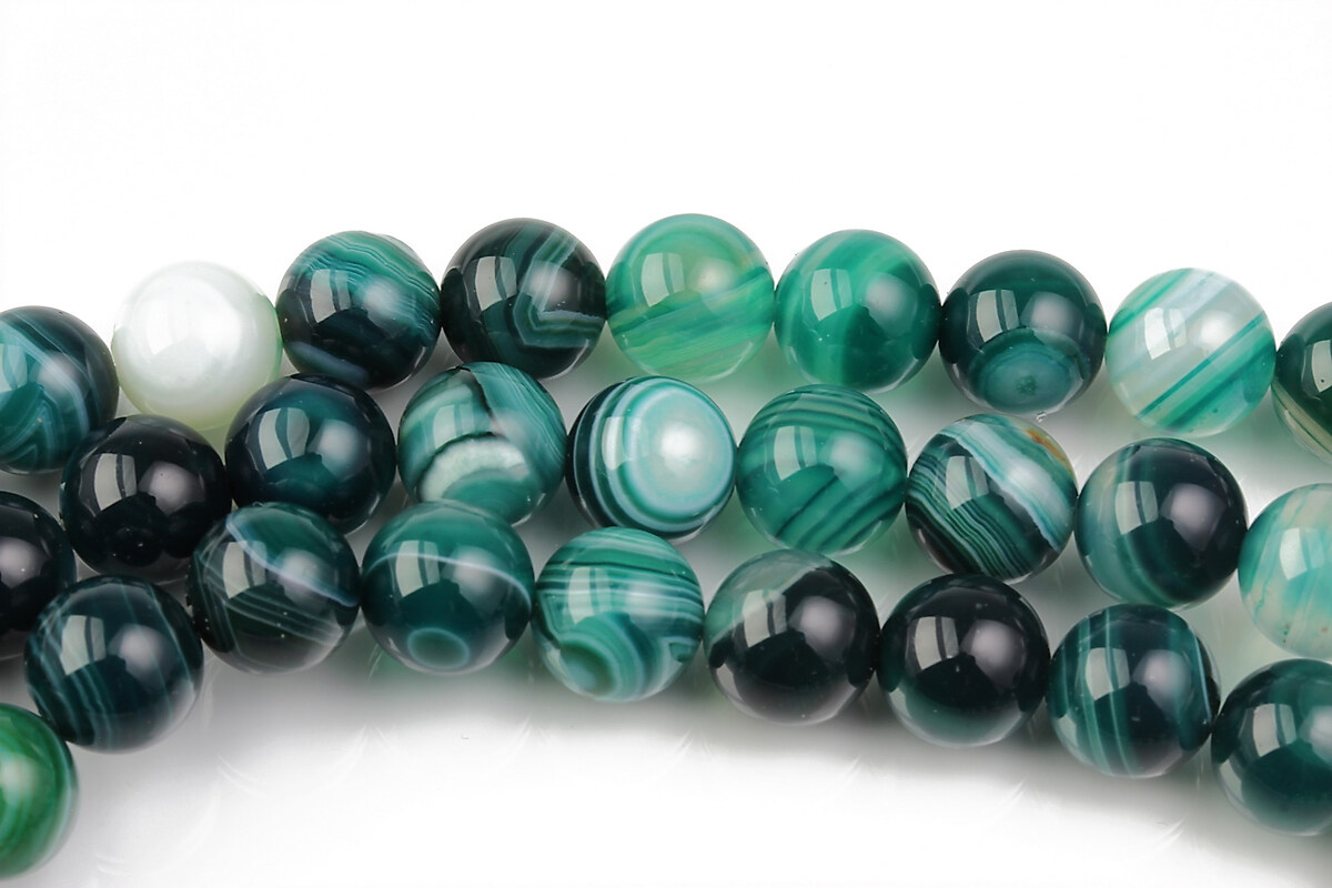 Agate striped sfere 8mm - verde inchis