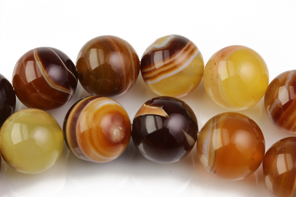 Agate striped sfere 14mm - maro ocru