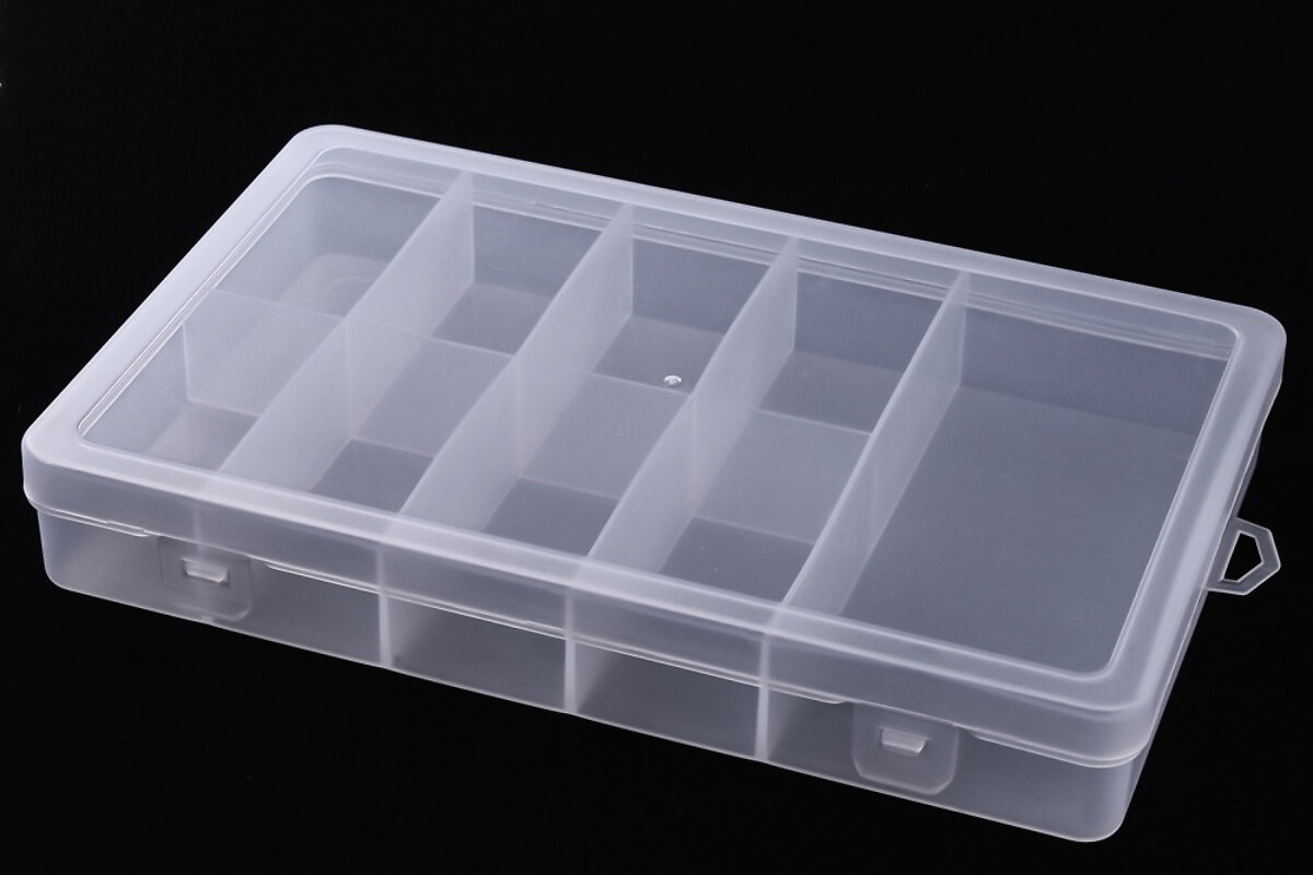 Cutie plastic pentru margele cu 9 compartimente fixe 24,5x14,5x3,5cm