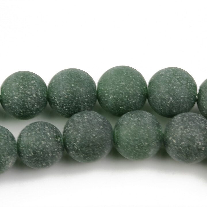 Jad colorat frosted (mat) sfere 10mm - verde inchis