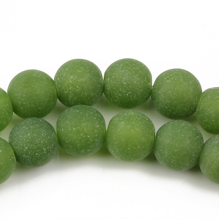 Jad colorat frosted (mat) sfere 10mm - verde