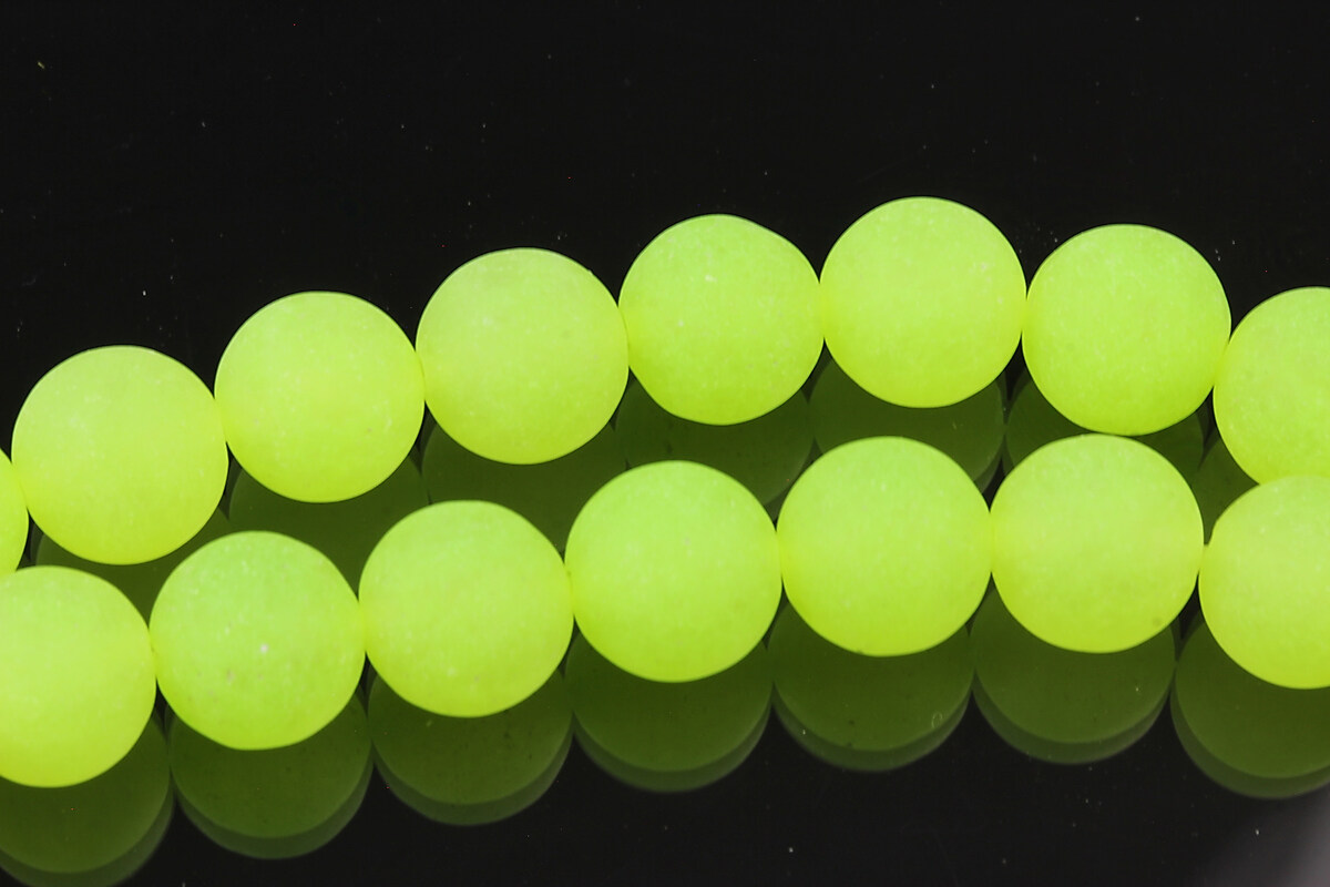 Jad colorat frosted (mat) sfere 10mm - verde neon