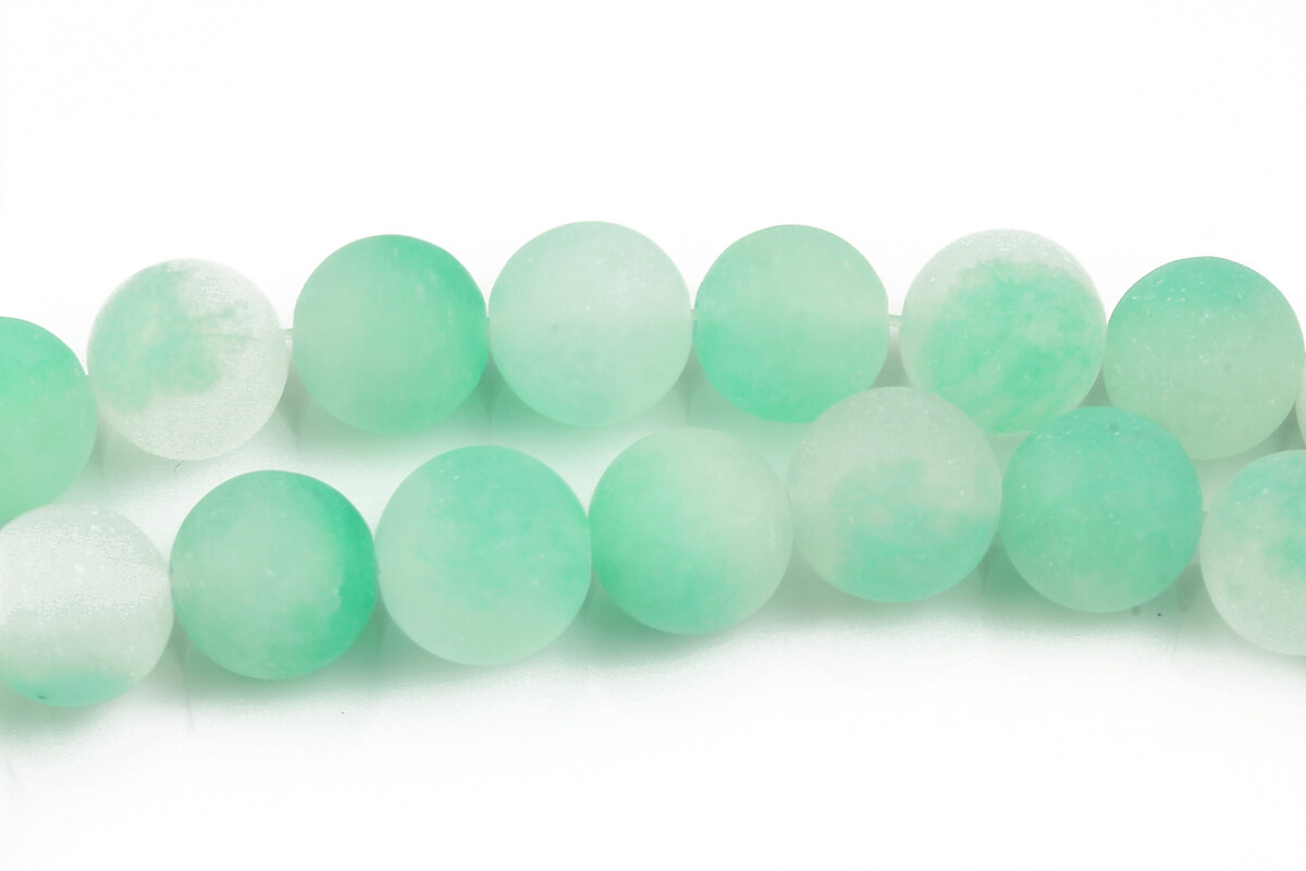 Jad colorat frosted (mat) sfere 10mm - verde si alb