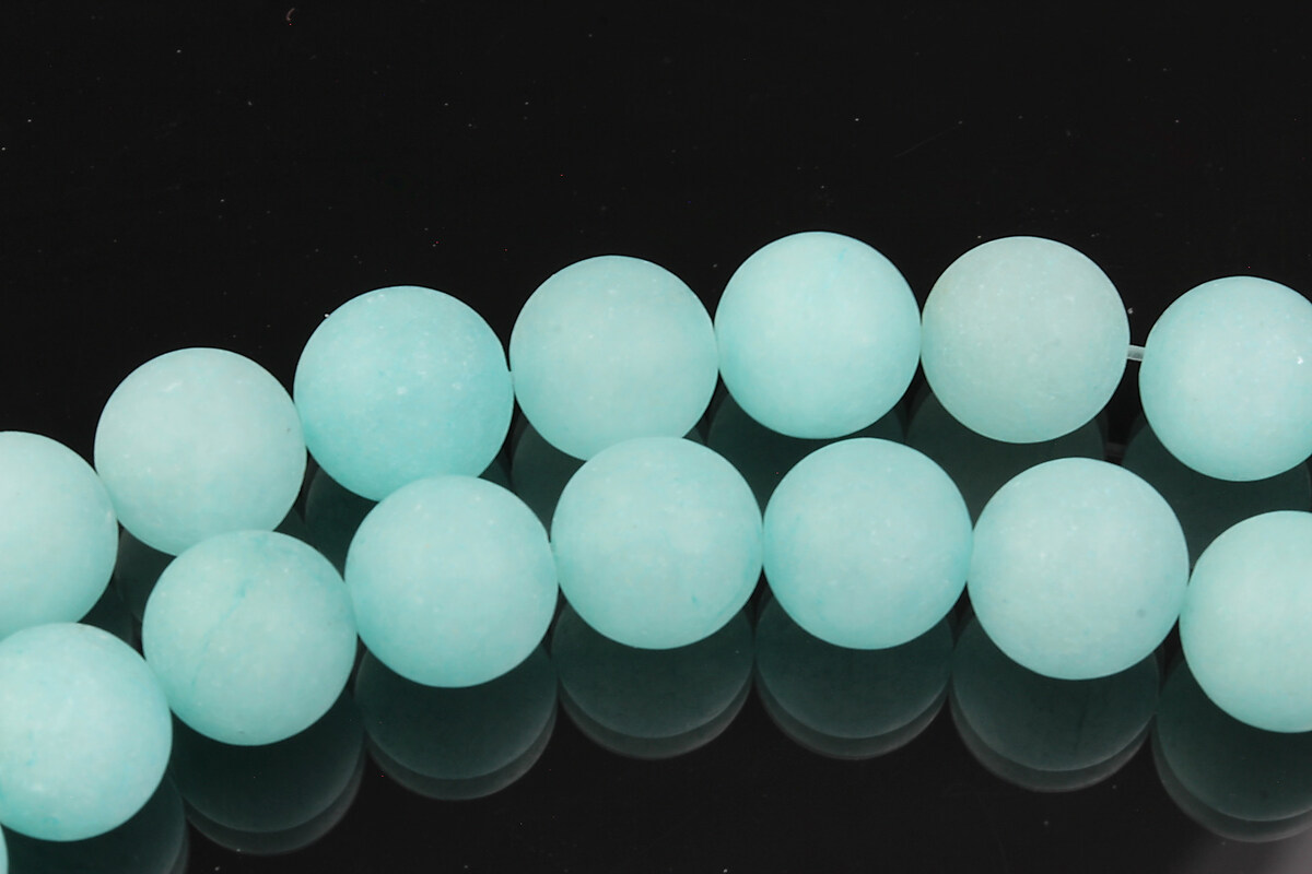 Jad colorat frosted (mat) sfere 10mm - bleu