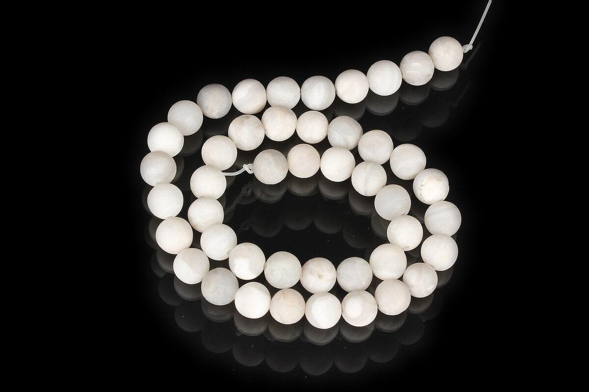 Margele agate albe frosted (mat) sfere 8mm (sirag)