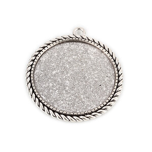 Baza cabochon argintiu antichizat 45x41mm, interior 35mm