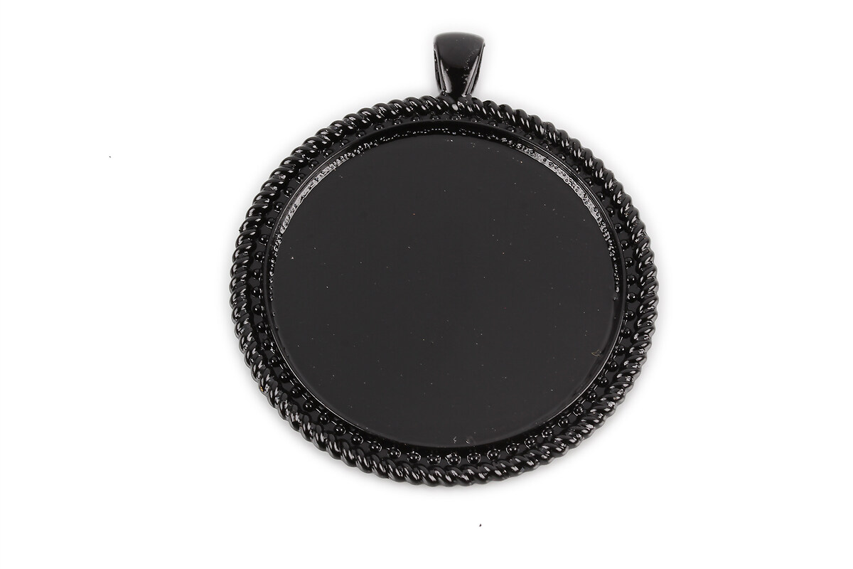 Baza cabochon negru lucios 56x48mm, interior 40mm
