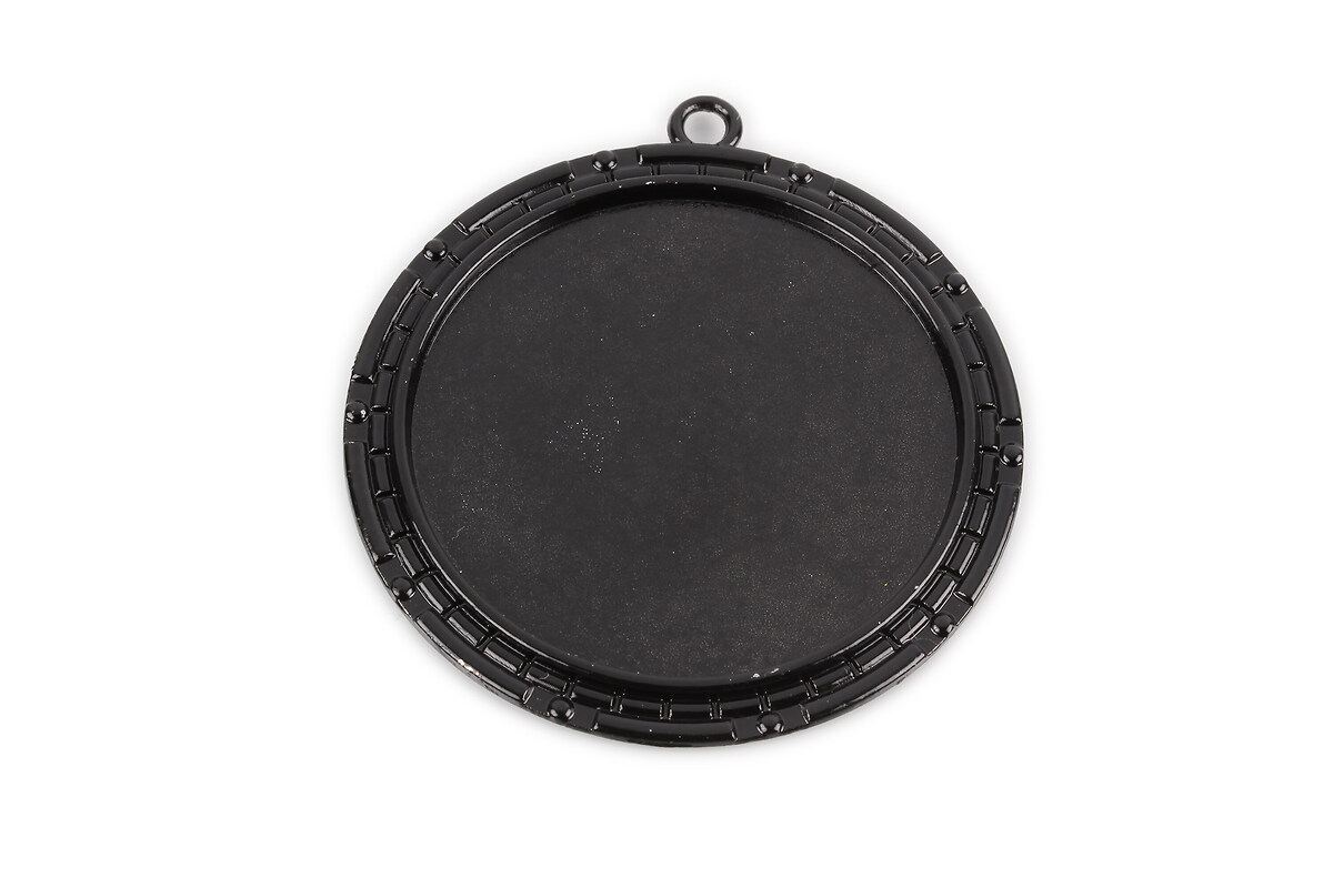 Baza cabochon negru lucios 54x49mm, interior 40mm