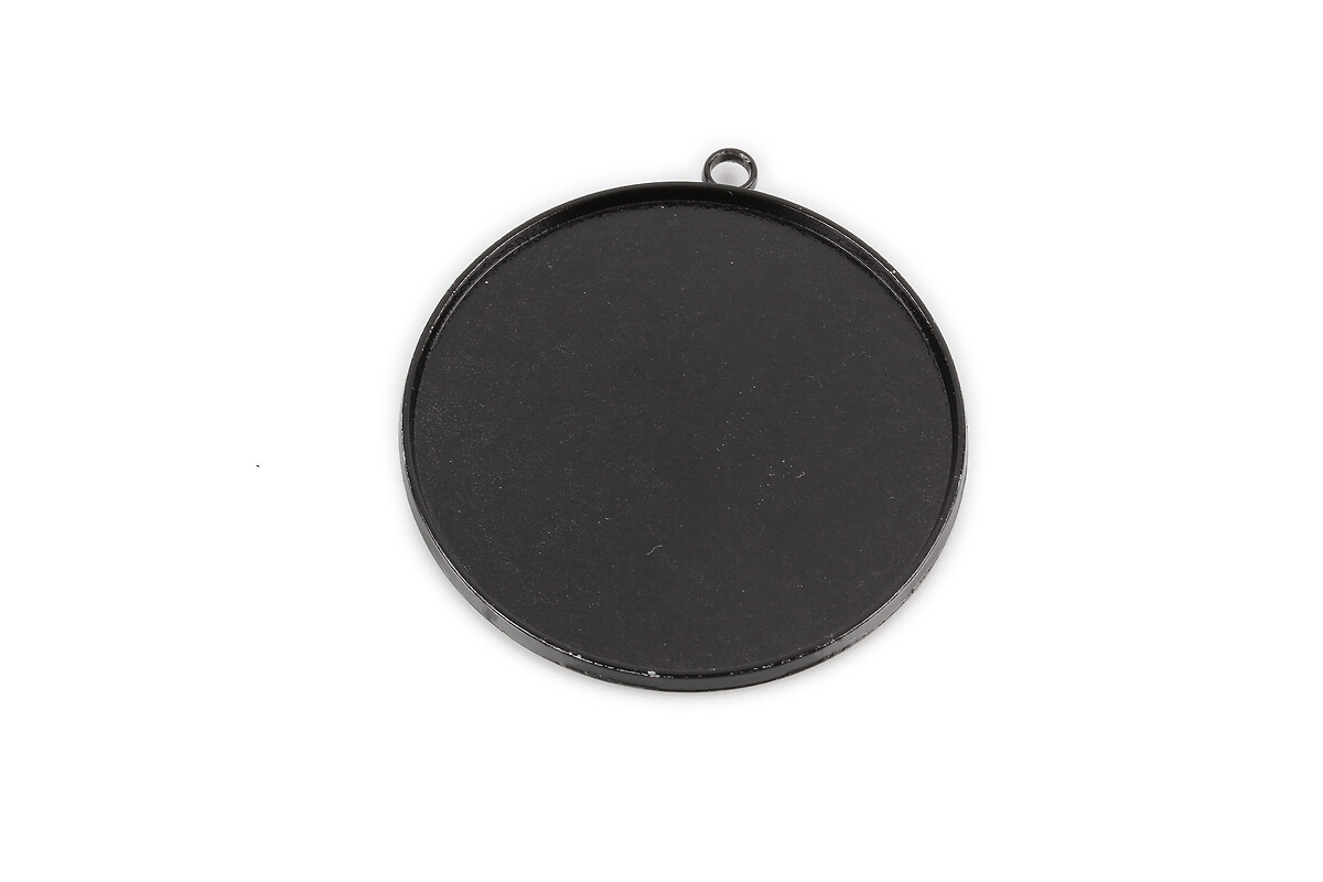 Baza cabochon negru lucios 45x41mm, interior 40mm