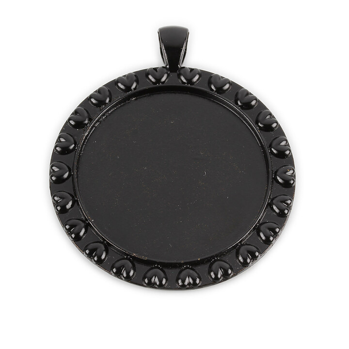 Baza cabochon negru lucios  53x44mm, interior 35mm