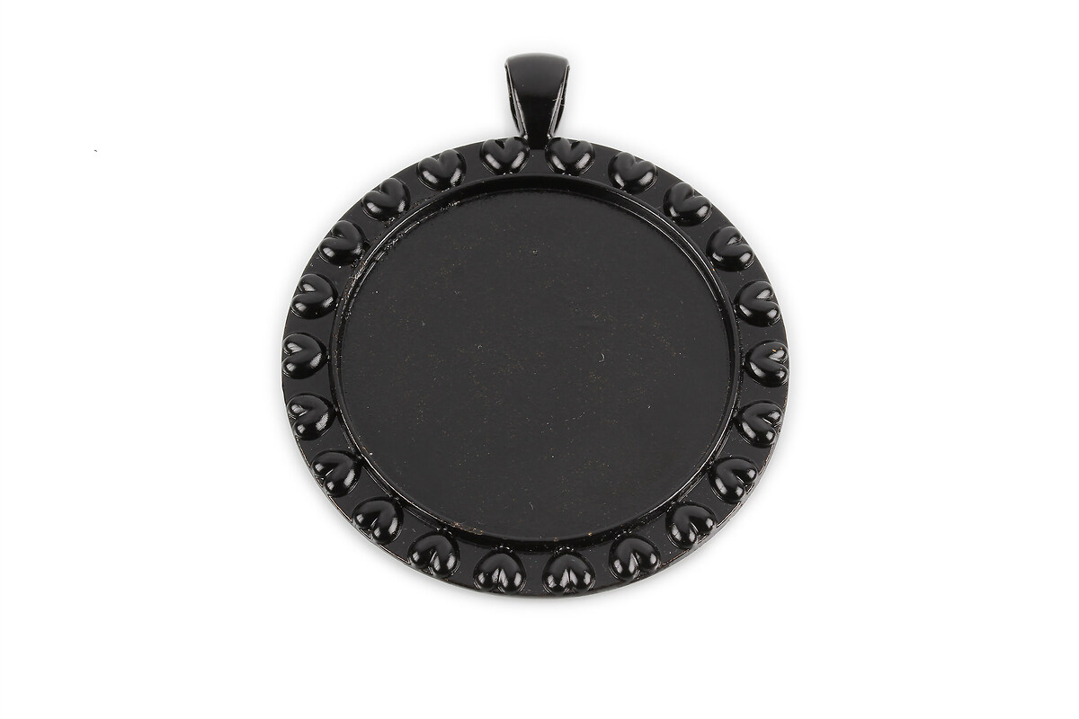 Baza cabochon negru lucios 53x44mm, interior 35mm