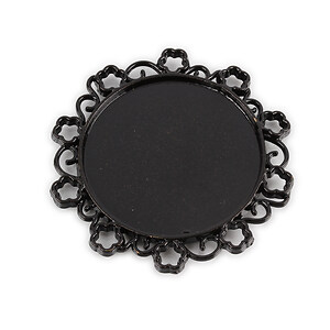 Baza cabochon negru lucios  48x49mm, interior 35mm