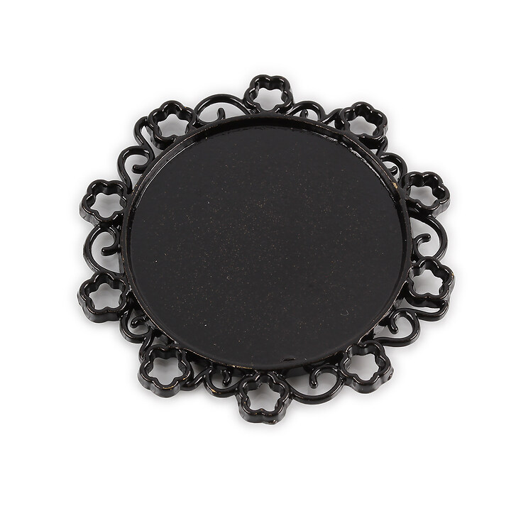 Baza cabochon negru lucios 48x49mm, interior 35mm