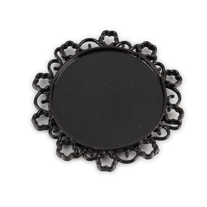 Baza cabochon negru lucios  48x49mm, interior 35mm