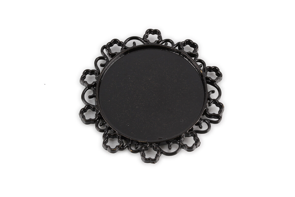 Baza cabochon negru lucios  48x49mm, interior 35mm