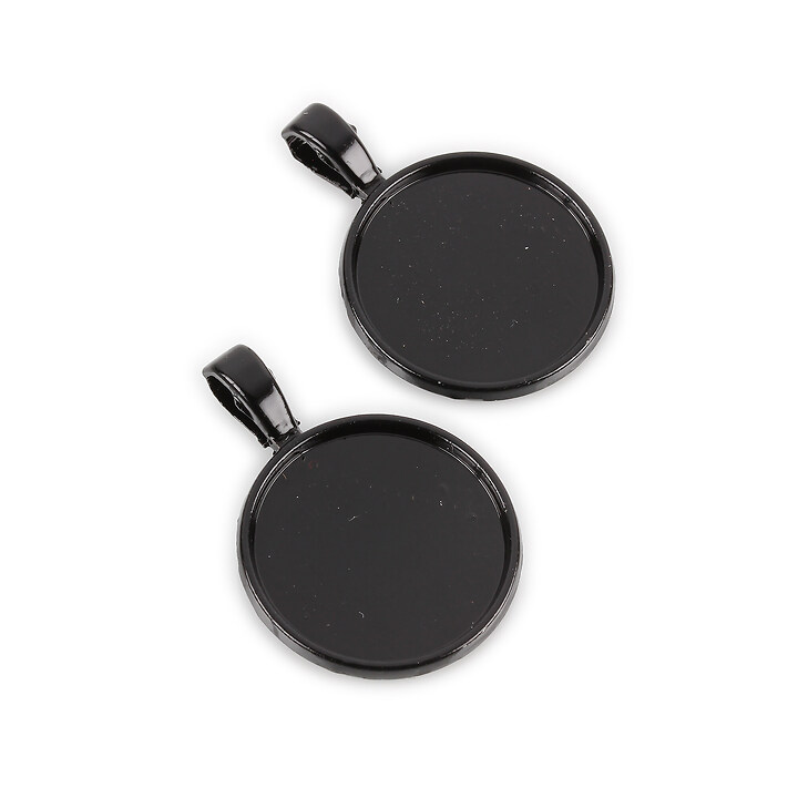 Baza cabochon negru lucios 32x22mm, interior 20mm