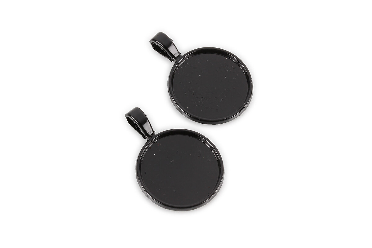 Baza cabochon negru lucios 32x22mm, interior 20mm