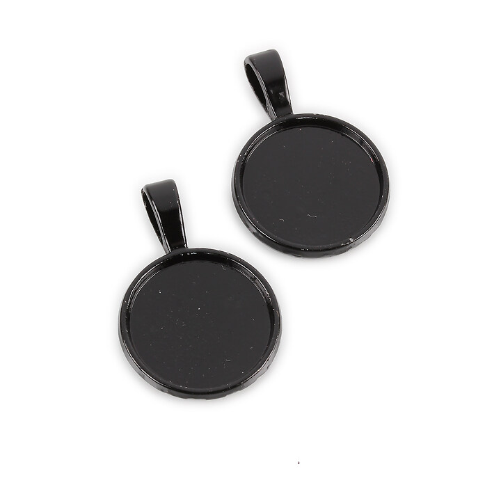 Baza cabochon negru lucios  30x20mm, interior 18mm