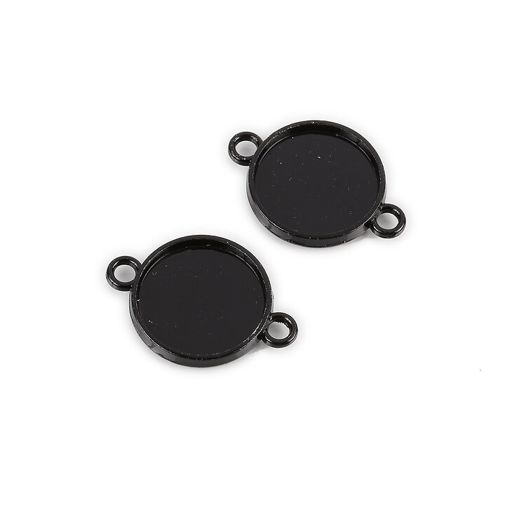 Baza cabochon link negru lucios 25x18mm, interior 16mm