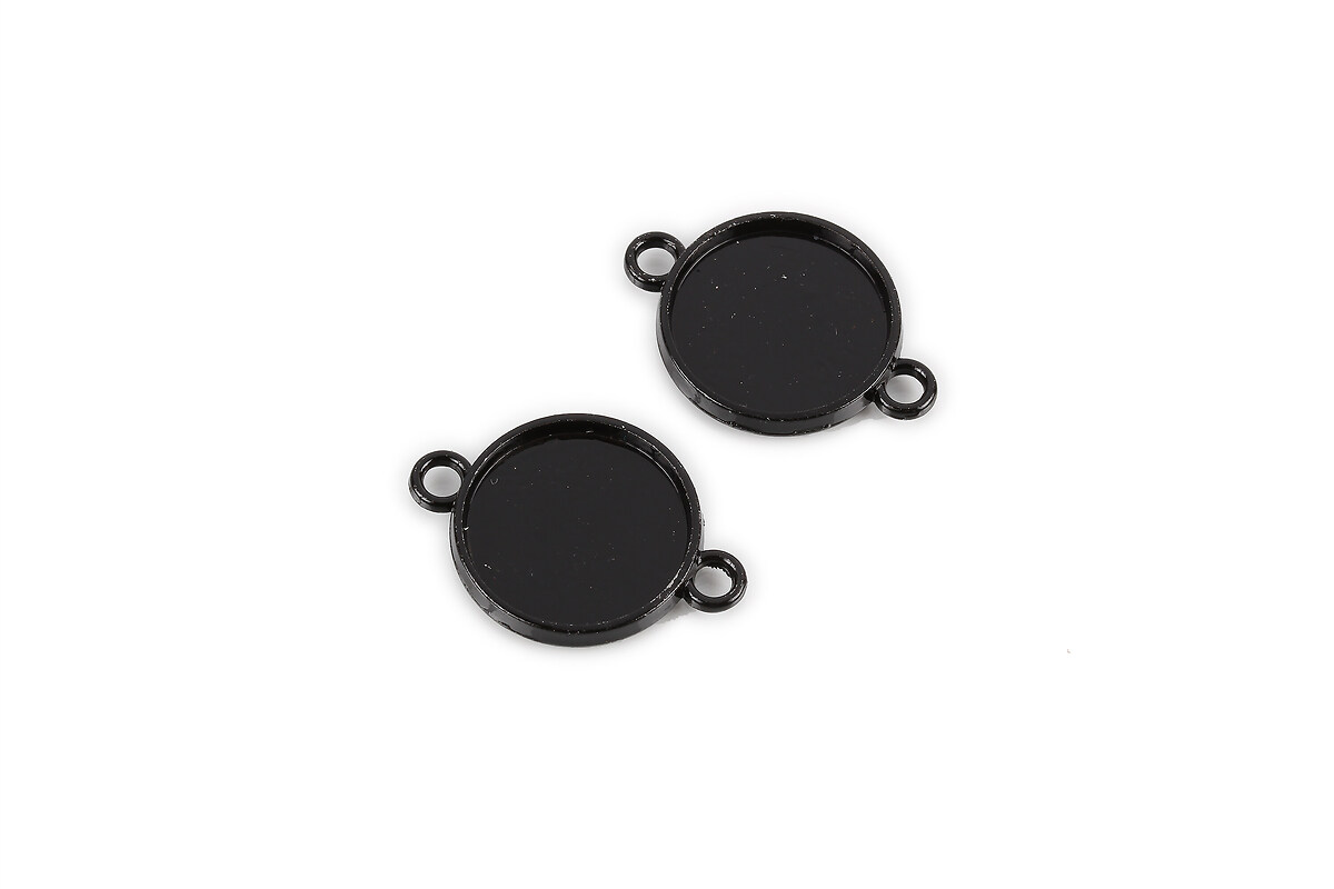 Baza cabochon link negru lucios 25x18mm, interior 16mm