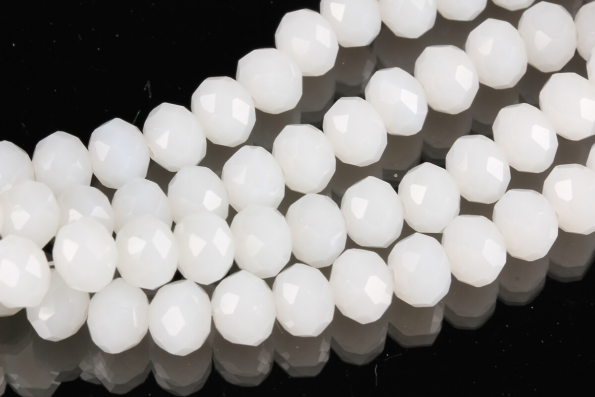 Sirag cristale rondele 6x8mm - alb opalescent