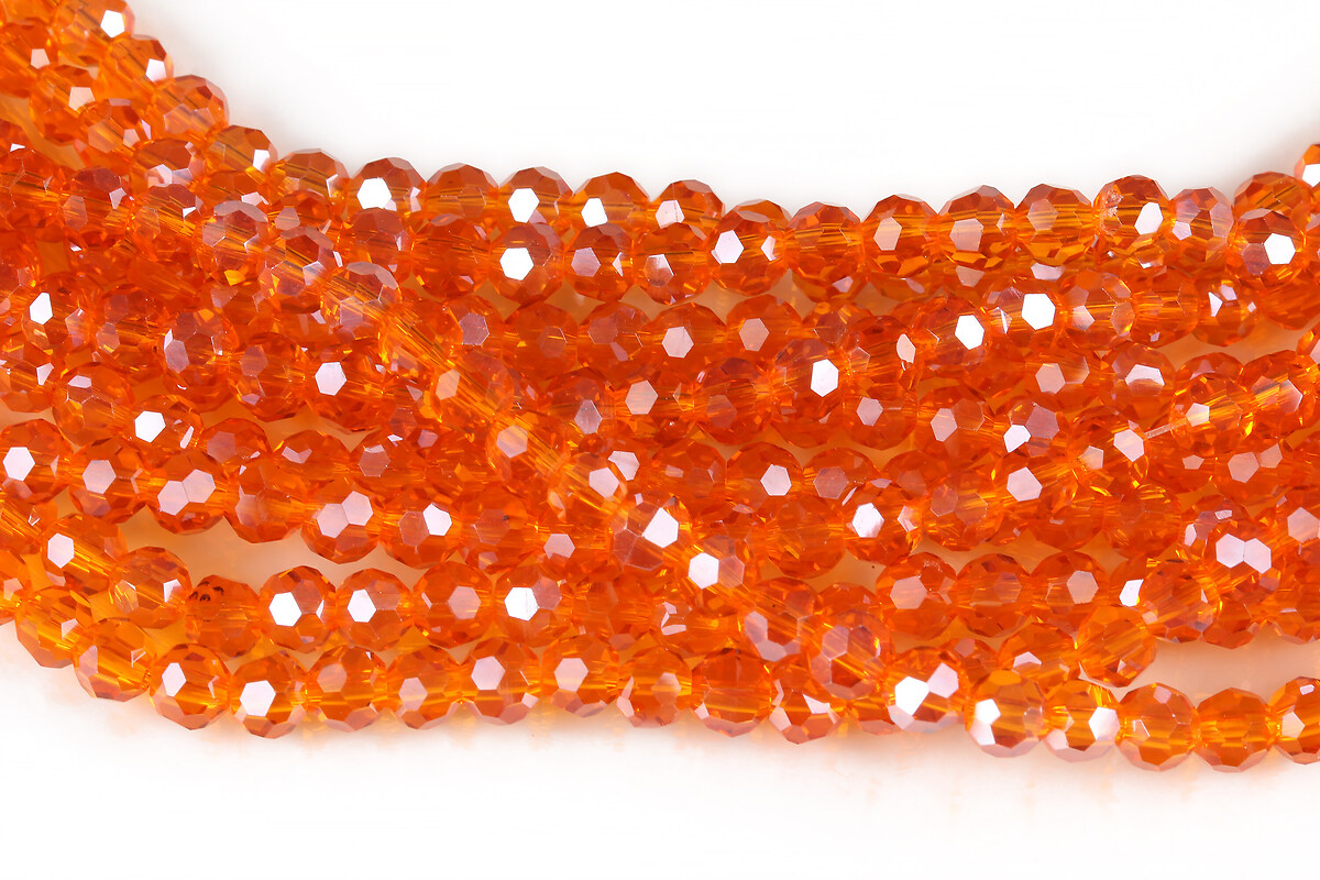 Sirag cristale rotunde 4mm - luster portocaliu