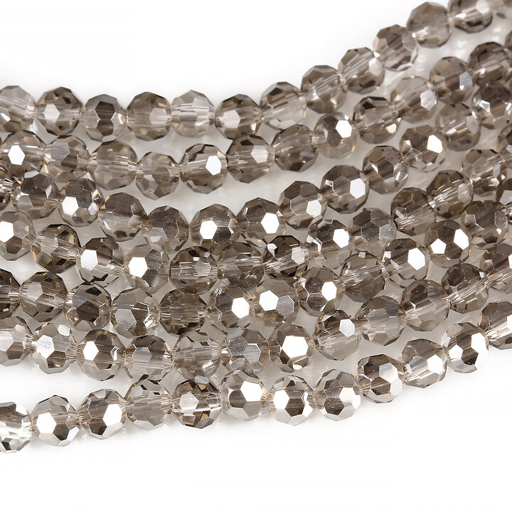 Margele cristal rotund 4mm (sirag) - gri electroplacat gri