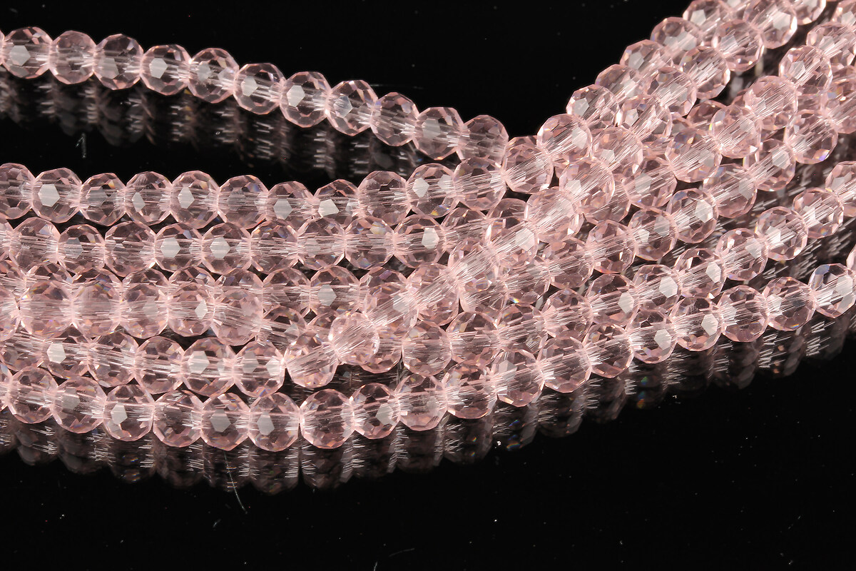 Sirag cristale rotunde 4mm - roz