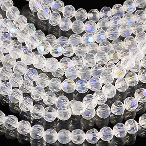 Sirag cristale rotunde 4mm - alb transparent AB