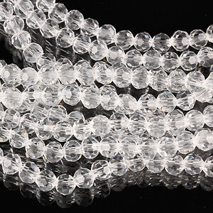 Sirag cristale rotunde 4mm - alb transparent