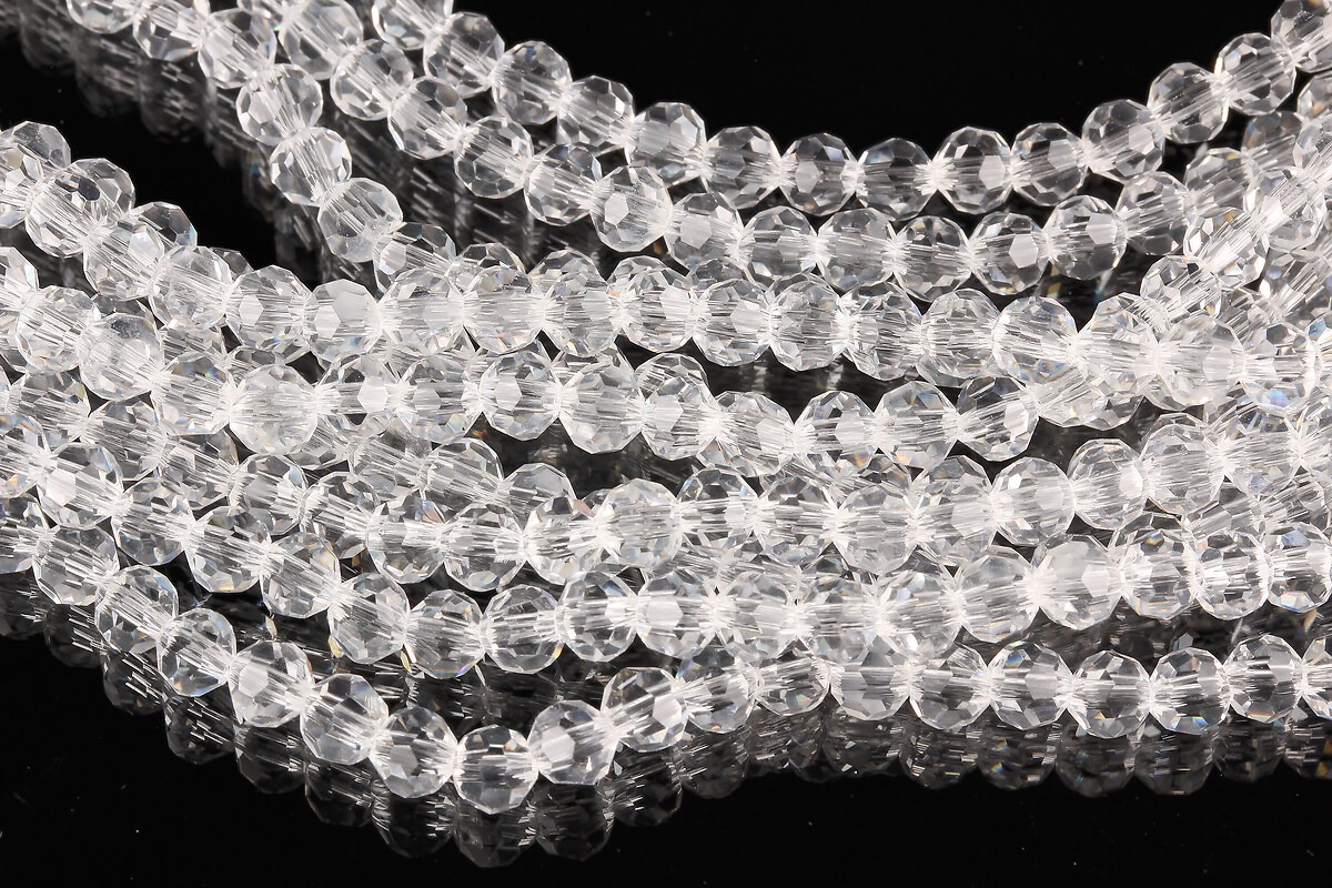 Sirag cristale rotunde 4mm - alb transparent