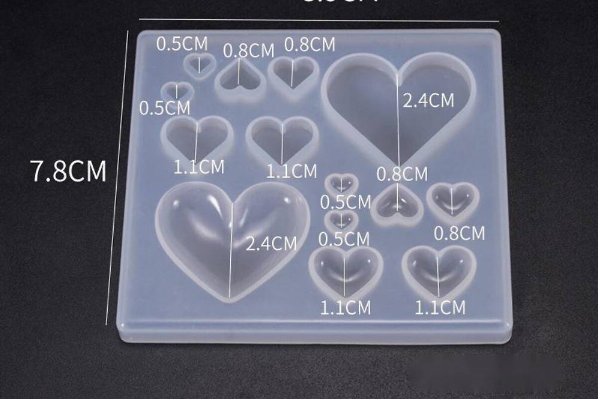 Matrita din silicon pentru cabochoane inima - 89x78x8mm