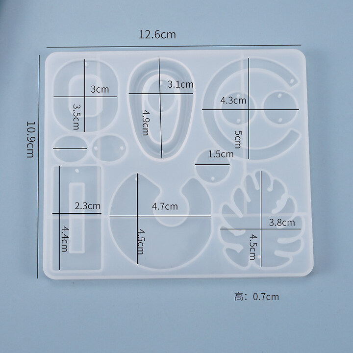 Matrita din silicon pentru pandantive si cercei din rasina 126x110x7mm