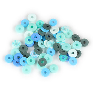 Margele Heishi rondele din lut polimeric 6x1mm (20 grame) - mix albastru turcoaz