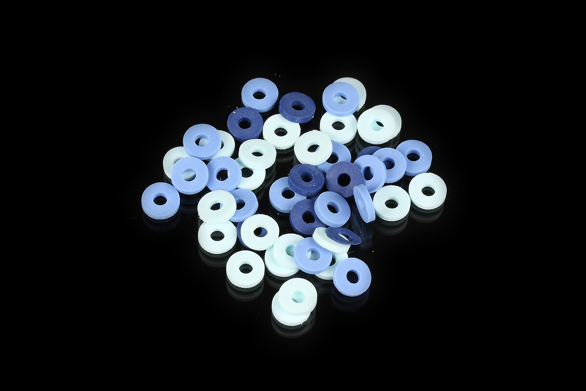 Margele Heishi rondele din lut polimeric 6x1mm (20 grame) - mix albastru