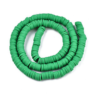 Sirag margele Heishi rondele din lut polimeric 6x1-1,5mm - verde