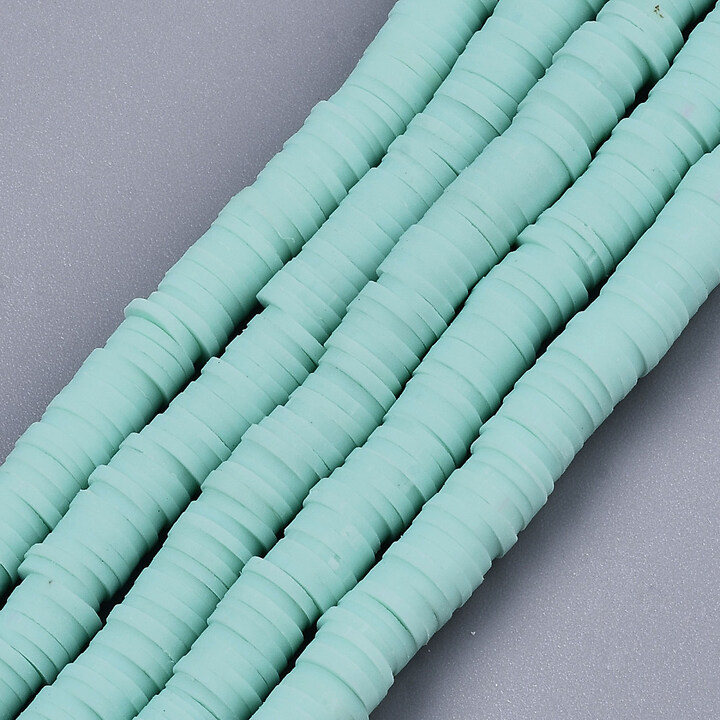 Sirag margele Heishi rondele din lut polimeric 6x1-1,5mm - turcoaz deschis