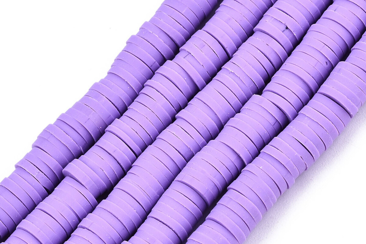 Sirag margele Heishi rondele din lut polimeric 6x1-1,5mm - mov lavanda