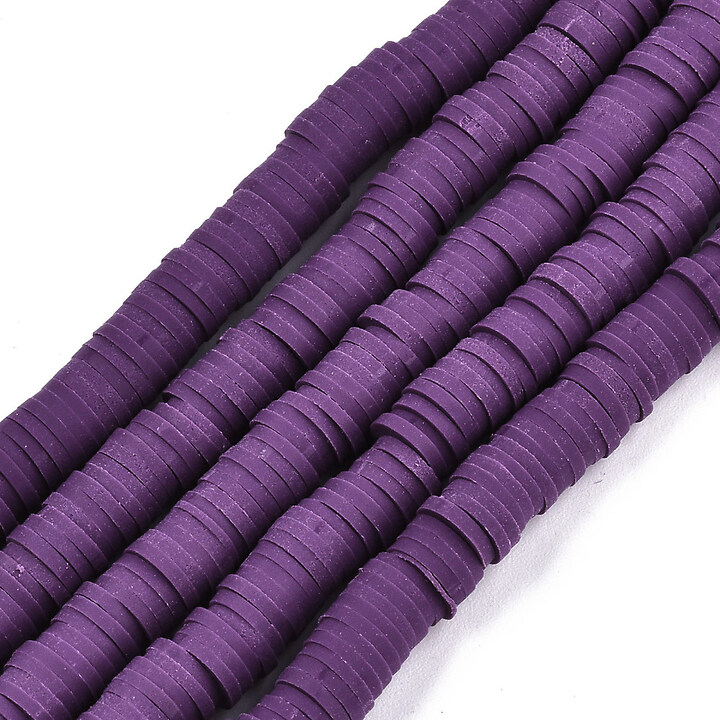 Sirag margele Heishi rondele din lut polimeric 6x1-1,5mm - mov inchis