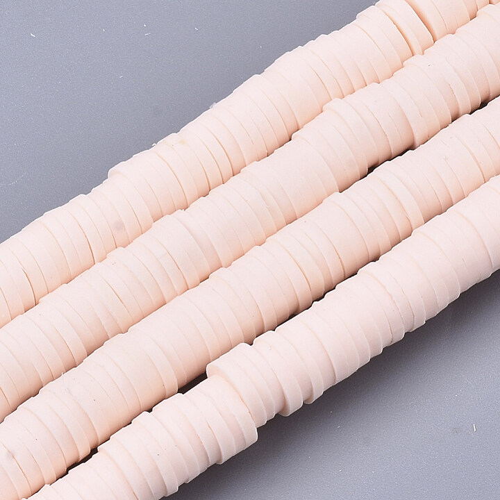 Sirag margele Heishi rondele din lut polimeric 6x1-1,5mm - roz pal