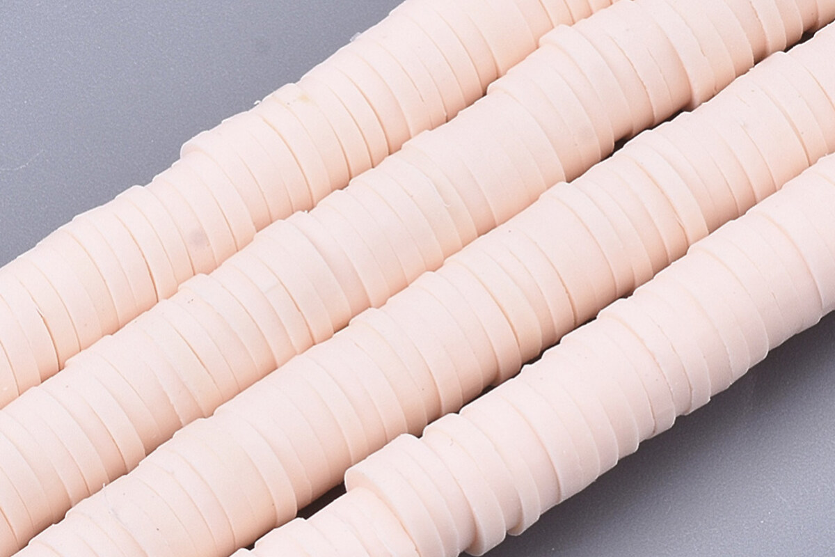 Sirag margele Heishi rondele din lut polimeric 6x1-1,5mm - roz pal