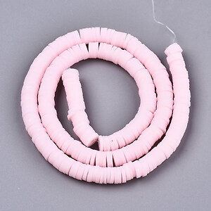Sirag margele Heishi rondele din lut polimeric 6x1-1,5mm - roz deschis
