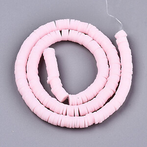 Sirag margele Heishi rondele din lut polimeric 6x1-1,5mm - roz deschis