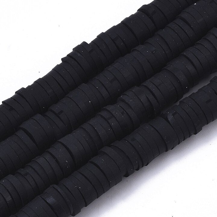 Sirag margele Heishi rondele din lut polimeric 6x1-1,5mm - negru