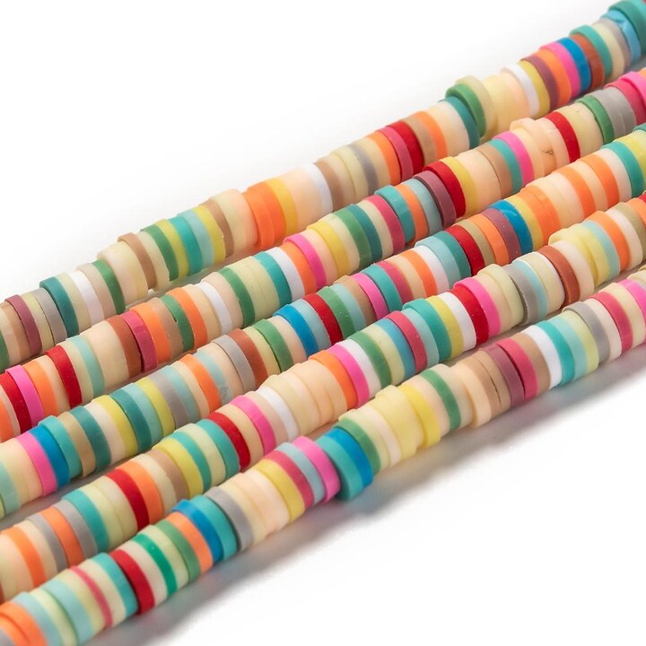 Sirag margele Heishi rondele din lut polimeric 6x1-1,5mm - mix multicolor