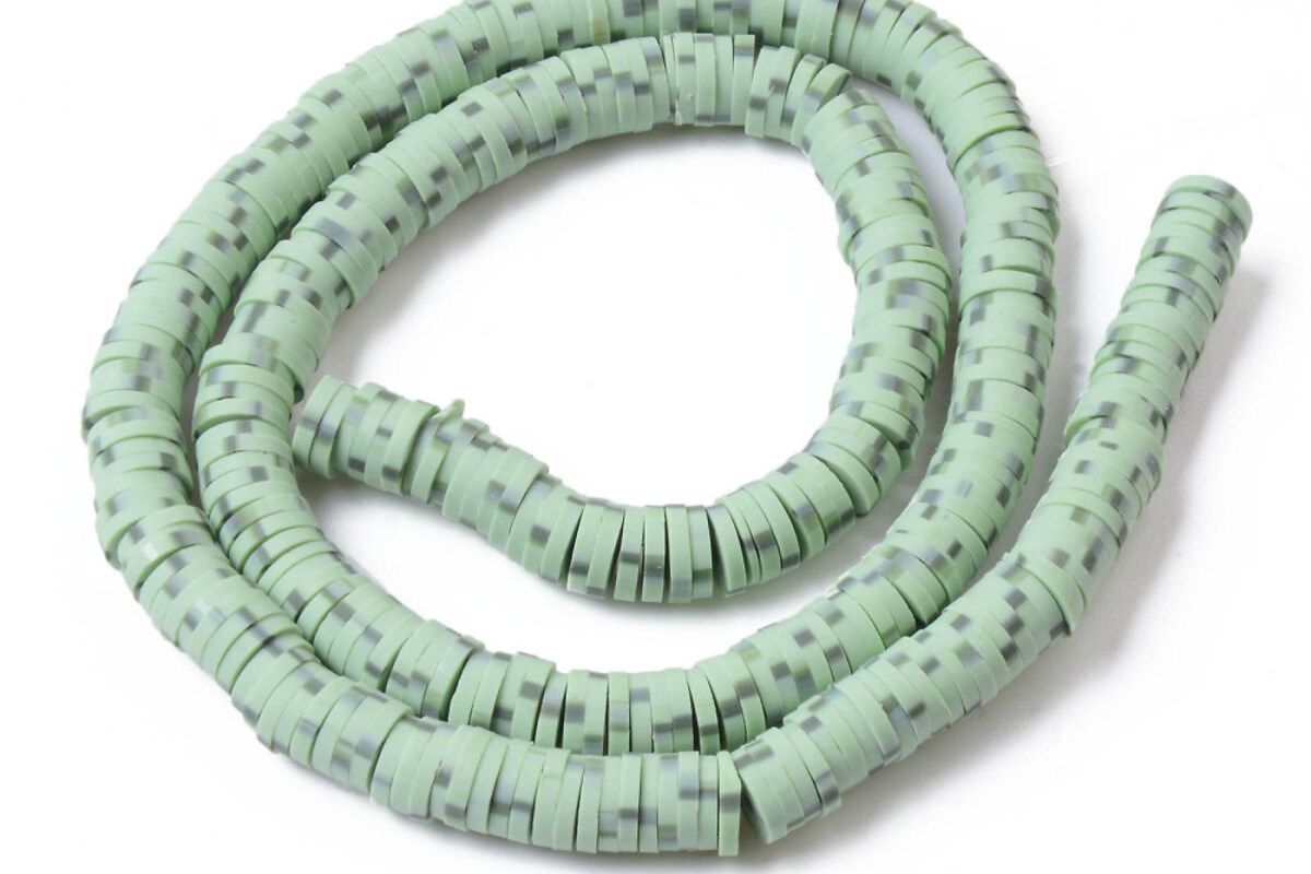 Sirag margele Heishi rondele din lut polimeric 6x0,5-1mm - marmorat verde