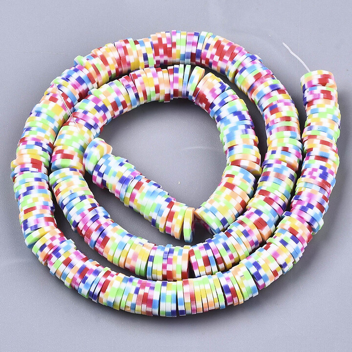 Sirag margele Heishi rondele din lut polimeric 8x0,5-1mm - marmorat multicolor