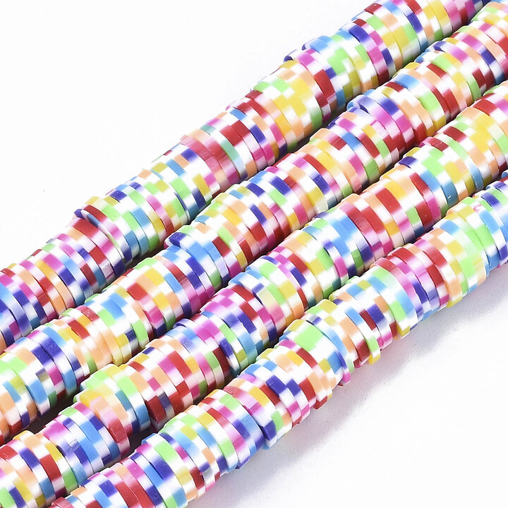 Sirag margele Heishi rondele din lut polimeric 8x0,5-1mm - marmorat multicolor