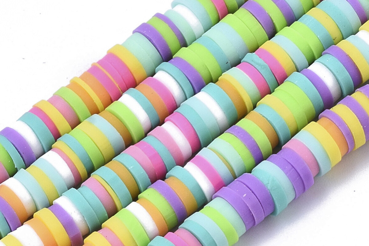 Sirag margele Heishi rondele din lut polimeric 4x0,5-1mm - multicolor